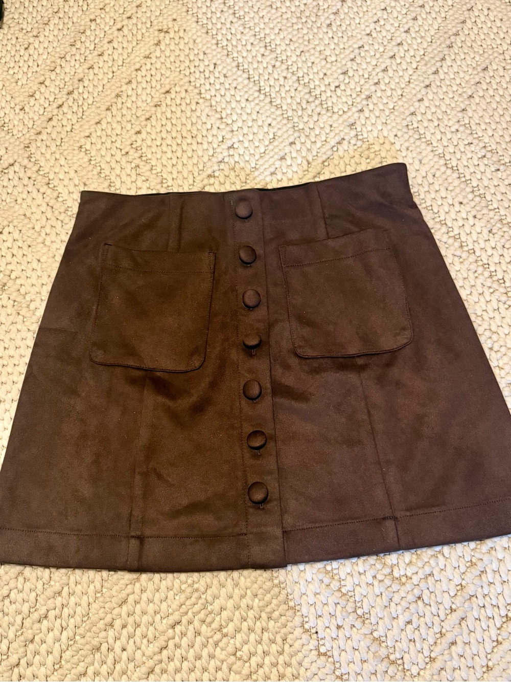 NWOT! Joie Dark Brown Sueded Button-Front Mini Skirt S